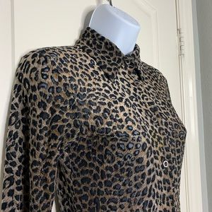 Leopard Mesh Button Up Shirt